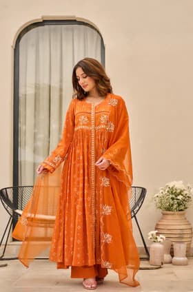 Rust orange suit set